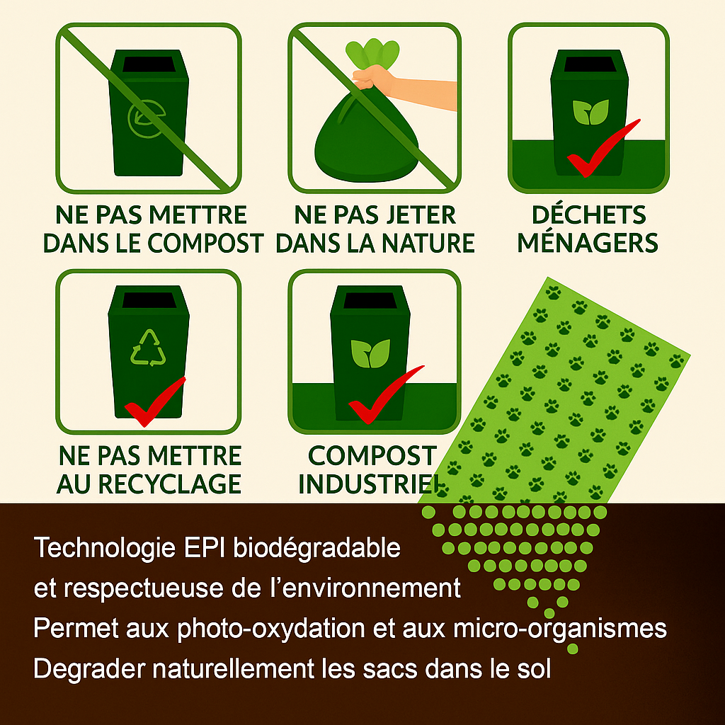 Lot de Sacs à Déjections Biodégradables