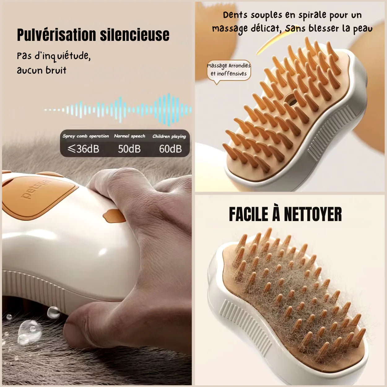 Peigne 3-en-1 pour chiens et chats